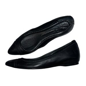 Frye Alicia Black Leather Hidden Wedge Ballet Flat